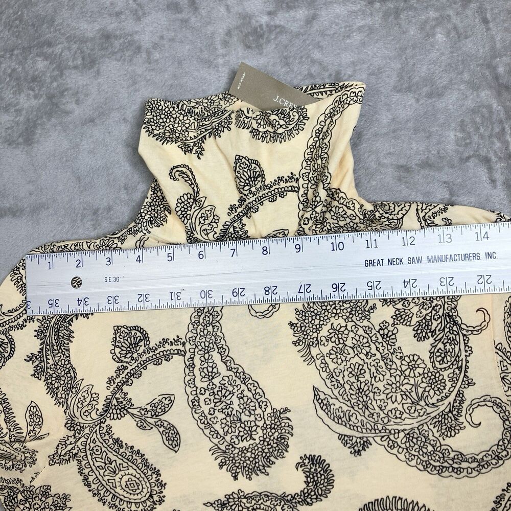 J Crew Paisley Turtleneck Top Womens M Cream Feather Jersey Lightweight CP723 - Picture 8 of 10